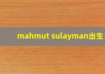 mahmut sulayman出生日期